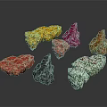 Natural Wood and Stone Decorative Pieces with Various Colors and Textures