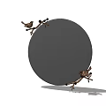 Round Decorative Mirror with Birds Perched on Branches for Home Wall Decor