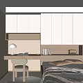 Tatami Bedroom Interior Design With Desk Table Lamp Wall Cabinets And Cozy Bedding