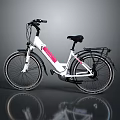 White Bicycle With Pink Accents Black Seat And Rear Rack For Leisure Rides