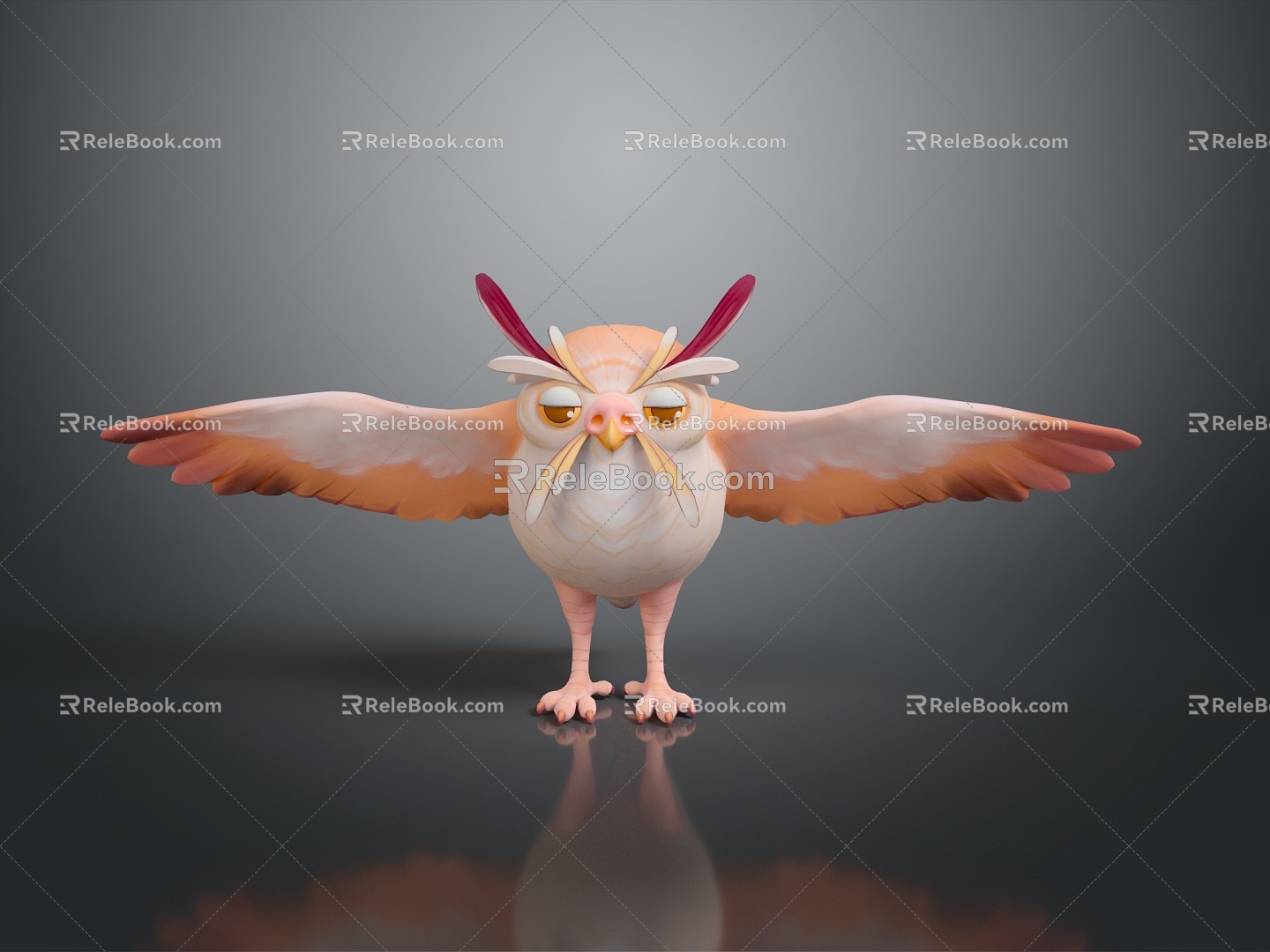 Owl grimace owl long-eared owl wulin owl monkey face owl carved owl 3d model