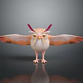 Cute Cartoon Owl Flying Animal With Orange Wings Red Feathers Standing and Spread Wings