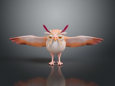 Owl grimace owl long-eared owl wulin owl monkey face owl carved owl 3d model