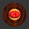 Red Human Heart Organ With Hair Like Support Structures On Wooden Base Platform