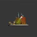 Fantasy Magic Props Display with Tree Stump Blue Smoke Bottle Backpack Book and Decorations