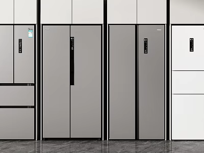 Modern Refrigerators and Freezers in Multiple Gray White Styles for Kitchen 3d model