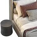 Cozy Upholstered Gray Double Bed With Brown Gray Beige Pillows And Textured Blanket