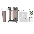 Essential Daily Life Supplies Featuring Umbrella Rack Umbrellas Holder Box And Potted Plant