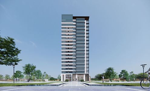 Modern residential building high-rise apartment type 3d model