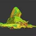 Scenic Natural Terrain with Rocks Green Moss Lush Vegetation and Grass