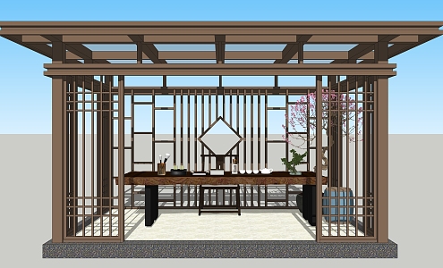 New Chinese style pavilion landscape pavilion sentry box outdoor leisure space 3d model