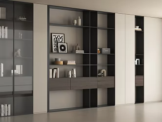 Modern Glass Decorative Cabinet Display Cabinet Bookcase Decorative Ornaments 3d model