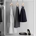 Modern Open Wardrobe Interior Design With Hangers Clothing Storage Drawers And Shoes