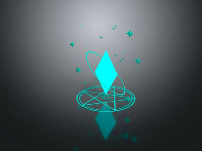 Abstract Geometric Design Featuring Blue Diamond Stars And Circular Patterns With Reflection 3d model