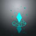 Abstract Geometric Design Featuring Blue Diamond Stars And Circular Patterns With Reflection