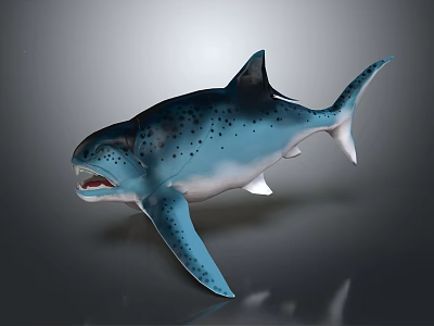 Realistic Spotted Blue And White Shark With Open Mouth Sharp Teeth Fins And Tail 3d model Realistic Spotted Blue And White Shark With Open Mouth Sharp Teeth Fins And Tail 3d model