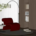 Single Sofa Floor Lamp Side Carpet Ornaments Decorative Painting 3d model