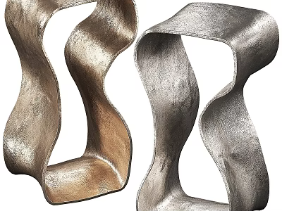 Modern Artistic Curved Metal Side Tables With Abstract Ribbon Design For Elegant Living Room Decor 3d model
