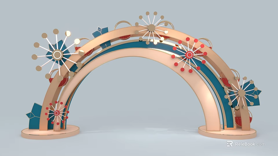 Decorative Archway With Colorful Radiant Patterns Circular Bases And Modern Design 3d model 