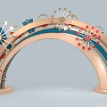 Decorative Archway With Colorful Radiant Patterns Circular Bases And Modern Design