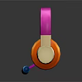 Colorful Pink Headband Headphones With Blue Orange Ear Cups And Microphone For Modern Audio Experience