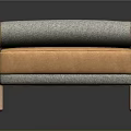 Modern Sofa Bench With Light Gray And Orange Upholstery Roll Arms And Metal Legs
