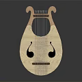 Classical Wooden Lyre Musical Instrument With Curved Head And String Design