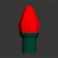 Red Decorative Light Bulb With Green Base On Dark Background