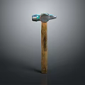 Classic Weapon Hammer With Silver Head Blue Accent And Wooden Handle On Gray Gradient Background