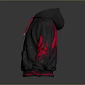 Gray Hoodie with Red Lining Accents Sleeve Patterns and Front LOUD Lettering
