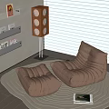 Middle Style Single Sofa 3d model
