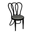 Curved Black Frame Dining Chairs With Gray Fabric Seat And Modern Design