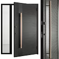 Elegant Modern Hinged Doors With Vertical Striped Panels And Metal Handles Design