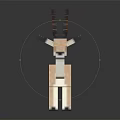 Pixel Art Deer Figurine With Brown Antlers Standing On Black Reflective Surface