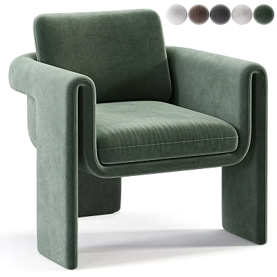 Comfortable Modern Green Velvet Accent Chair with Armrests and Plush Seat Cushion 3d model