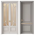 Modern Hinged Doors Design With Gray White Gold Accents And Glass Panels