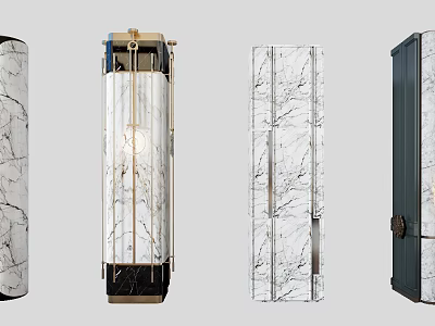 Stylish Modern Marble Pillars With Textured Surfaces And Diverse Decorative Designs 3d model