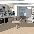 Elegant Beauty Store Interior With Skincare Products Display Shelves And Counter