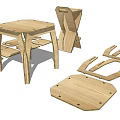 Wooden Stool Design With Assembled Components And Simple Structure Parts 3d model