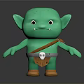 Green Goblin Game Movie Character With Big Ears Sharp Teeth Brown Straps And Shoes