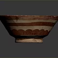 Elegant Intricately Carved Bowl With Arabic Calligraphy Geometric Patterns And Striped Design