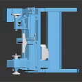 Sturdy Blue Mechanical Equipment With Platform Stand Rotating Parts And White Circular Base