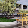 Urban Road Facilities With Pedestrian Walkway Green Belts And Tree Shades