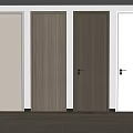 Modern Multiple Hinged Doors Interior With Various Colors And Wooden Floor 3d model