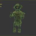 Ancient Bronze Humanoid Statue With Intricate Decorative Patterns And Holding Artifacts