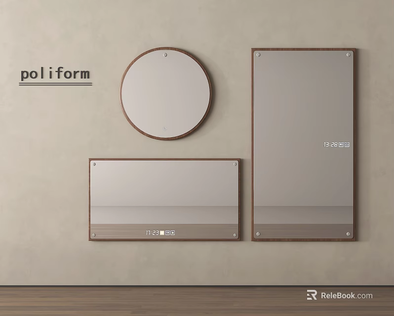 Poliform Wall Mirrors Round And Rectangular Designs With Sleek Frames For Modern Decor 3d model