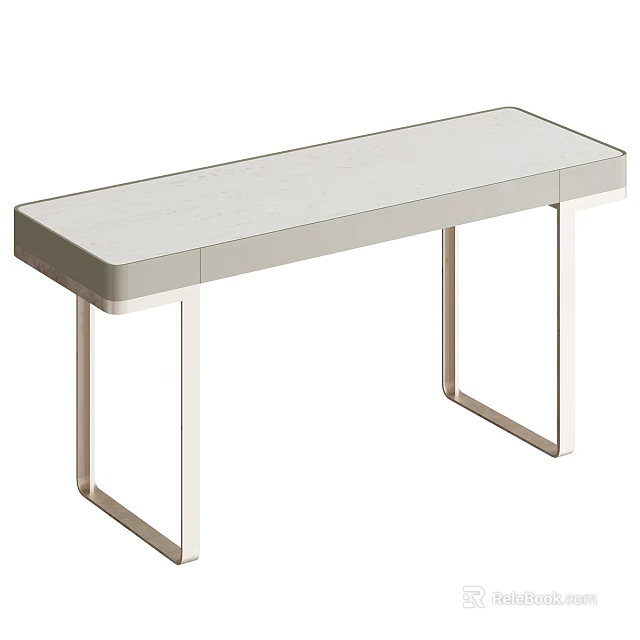 Modern Light Colored Dressing Table With Sleek Top Drawer And Metal Legs 3d model 