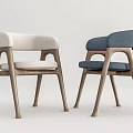 Modern Minimalist Dining Chairs With White And Blue Upholstered Seats And Wooden Frame