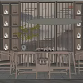 New Chinese Dining Table and Chair Combination 3d model