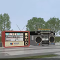 Container Buildings Transformed into Modern Retail Kiosks with Glass Windows Brand Logos and Outdoor Trees